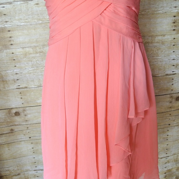 David's Bridal Strapless Crinkle Chiffon Dress 12 - Picture 4 of 9